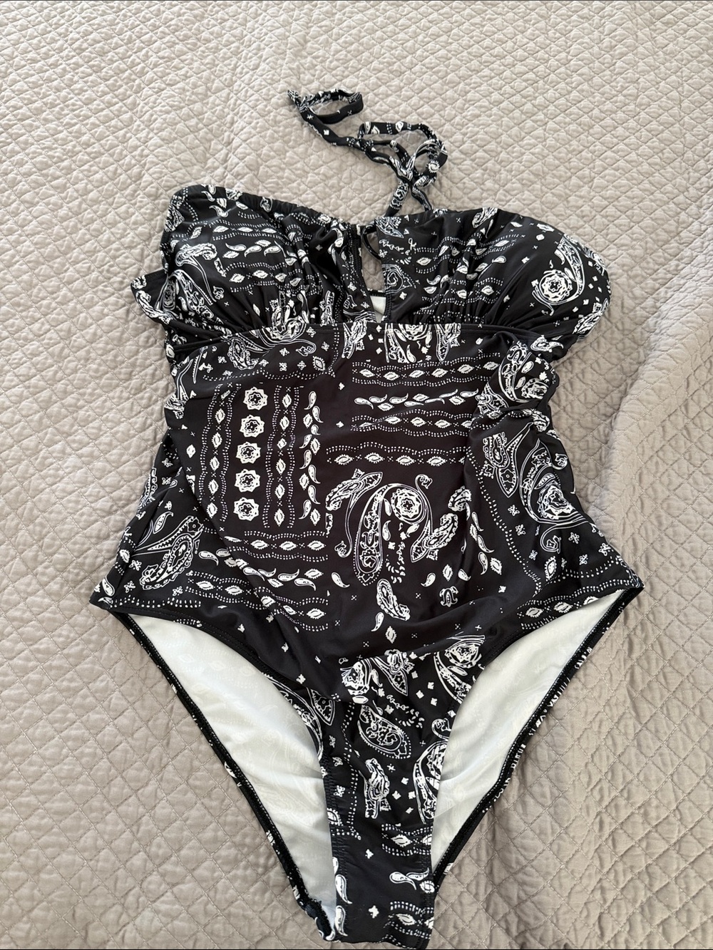 Black and White Paisley One-Piece Swimsuit